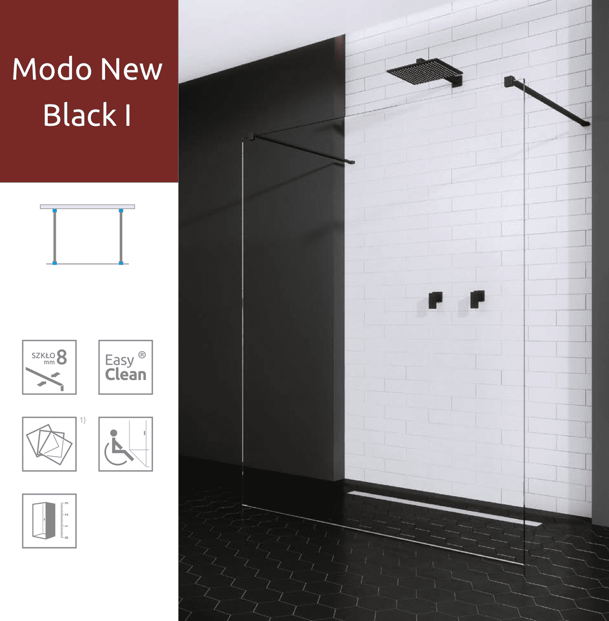 Душевая перегородка Radaway Modo New Black I 150