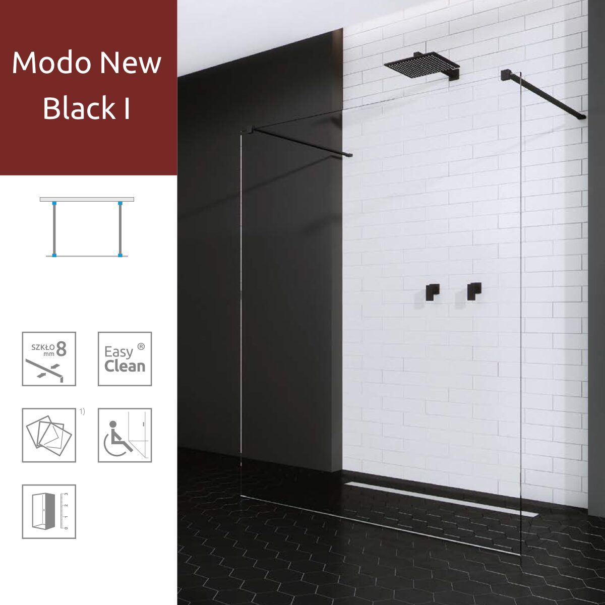 Душова перегородка Radaway Modo New Black I 160