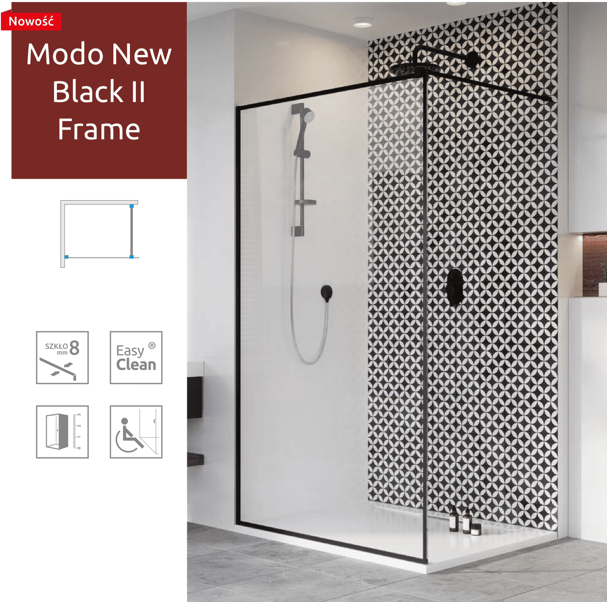Душова перегородка Radaway Modo New Black II Frame Душова перегородка Radaway Modo New Black II Frame