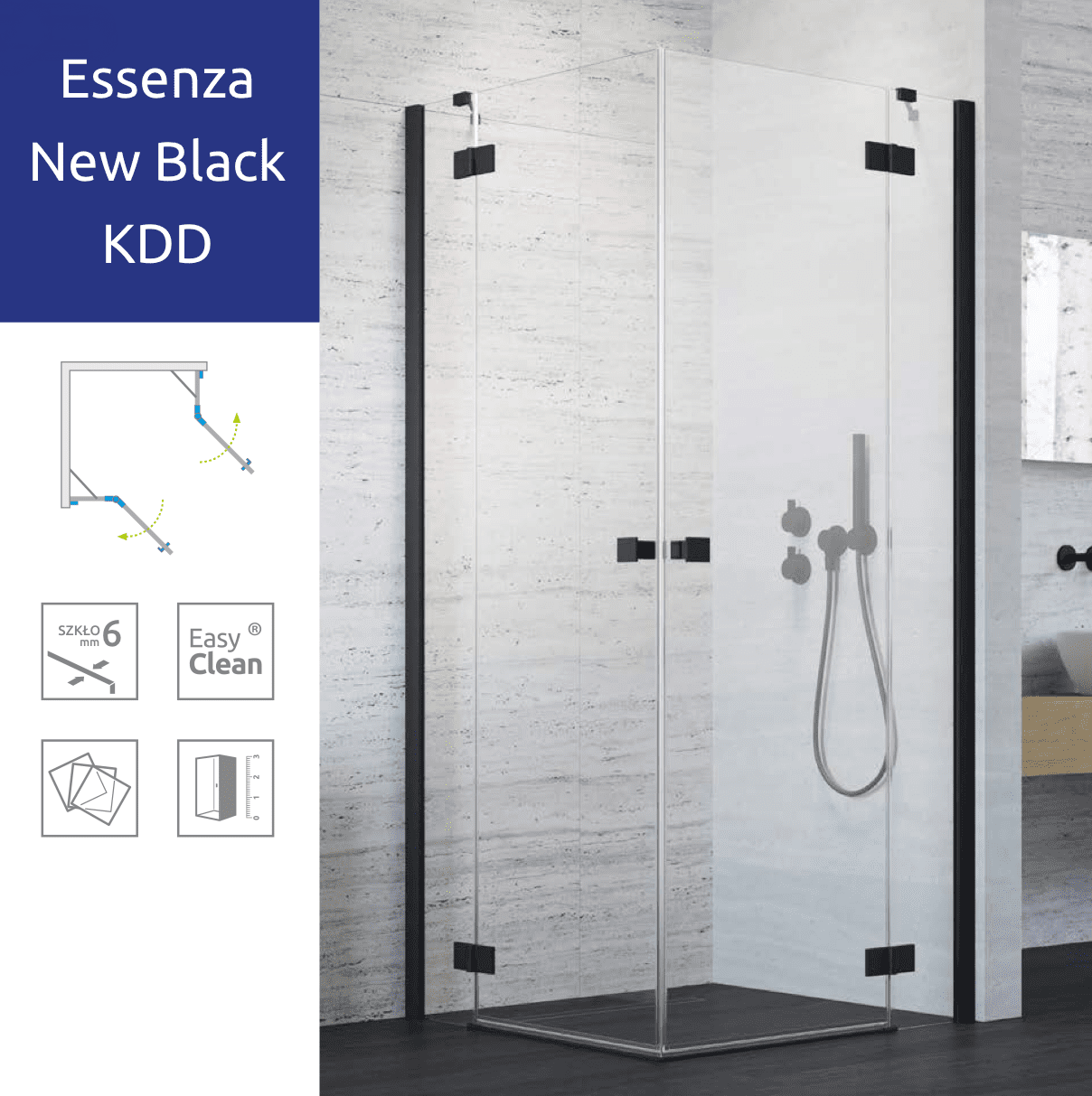 Душова кабіна Radaway Modo Essenza New Black KDD 80х80 Душова кабіна Radaway Modo Essenza New Black KDD 80х80