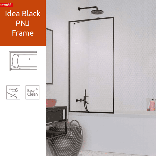 Шторка для ванны Idea Black PNJ Frame 50