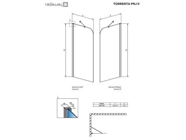 Шторка для ванны Radaway Torrenta PND 121