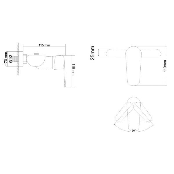 Смеситель для душа RJ FLY хром-белый