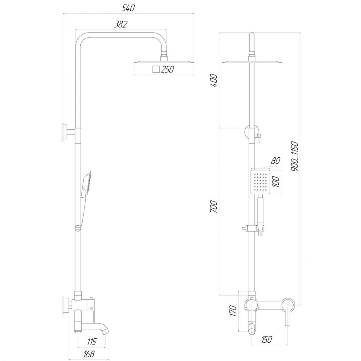 Душова система ALPEN SBT1-SQ-02-304