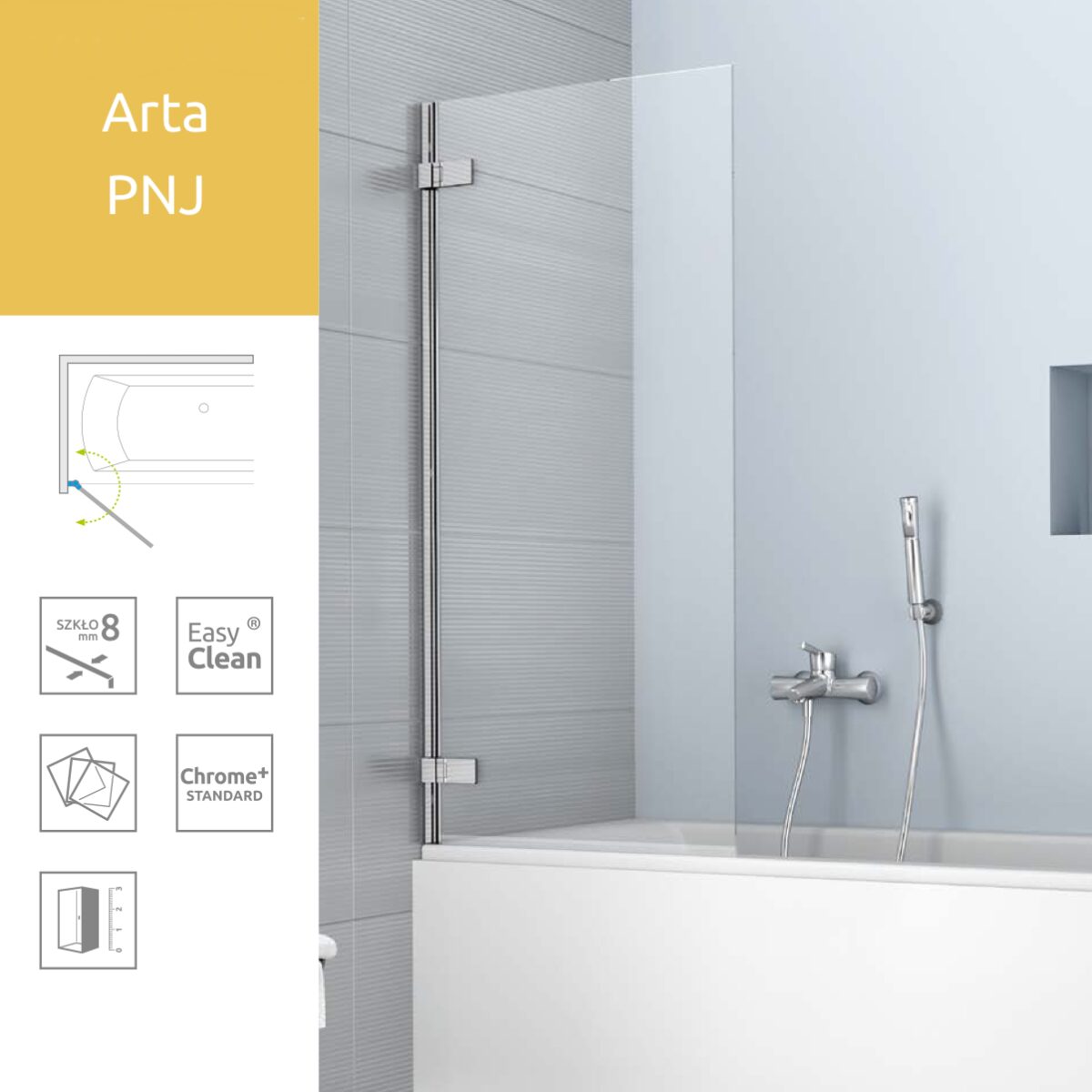 Шторка для ванни Radaway Arta PNJ 150х70 см