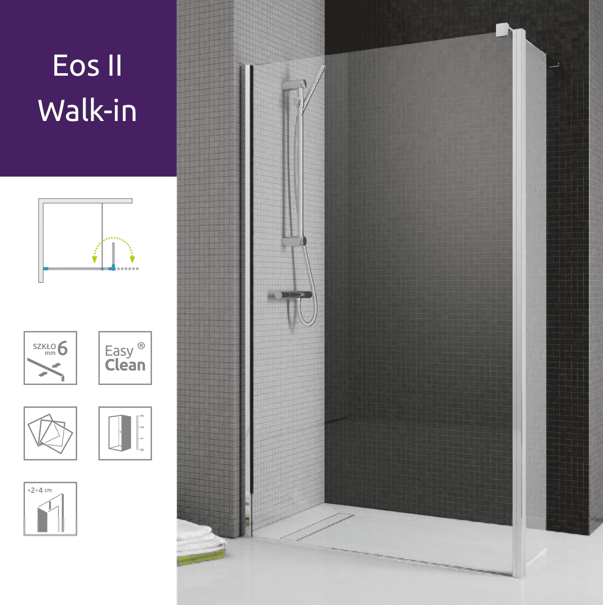 Душова кабіна Radaway Eos II Walk-in 100 Душова кабіна Radaway Eos II Walk-in 100