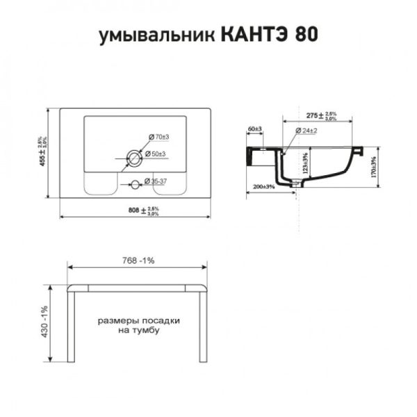 Тумба підлогова Ельба ТНБ-2 80 см з умивальником Комо
