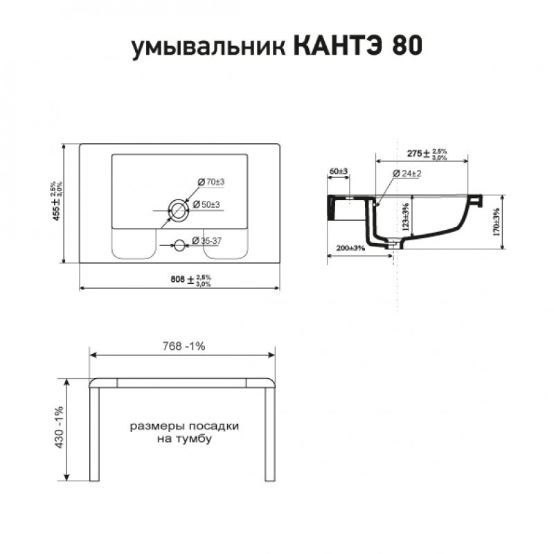 Тумба підлогова Ельба ТНБ-2 80 см з умивальником Комо