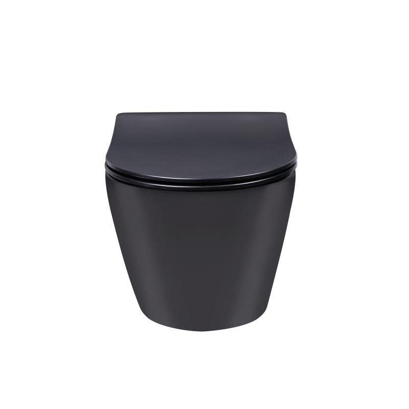 Унітаз підвісний Qtap Robin Matt Black Rimless з сидінням Slim Duroplast/ Soft-close