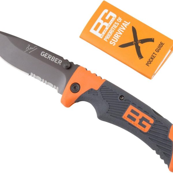 Нож зубчатый, складной 4 дюйма Gerber Bear Grylls Scout